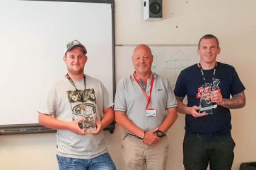 Mark--Daviid-and--Kieron Staff holding awards