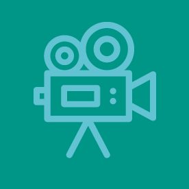 Film camera icon on green background