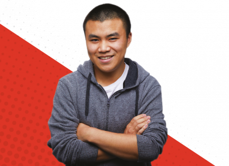 How to Apply full time male learner on red background