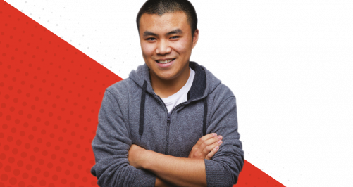 How to Apply full time male learner on red background
