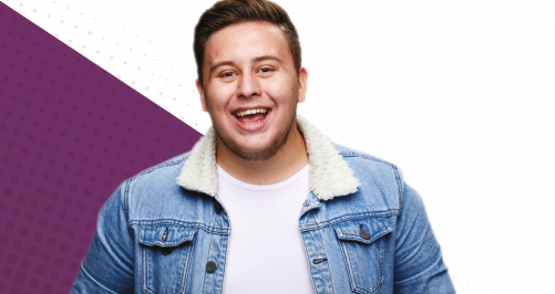 How to Apply images he male on purple background