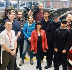X-Ray's Lucy Owen with Coleg Gwent staff and learners