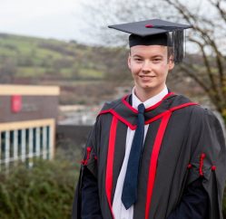 Kieron Cole in graduation gown