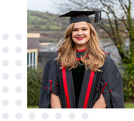 Learner in graduation gown