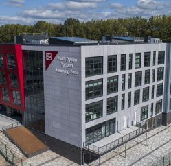 Aerial shot of Torfaen Learning Zone building