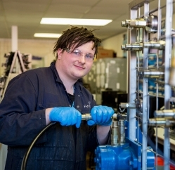 Apprentice Jesse in the workshop