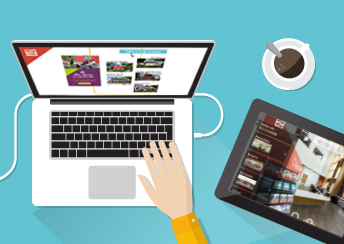 virtual-open-day-feed-he Laptop and tablet on blue background