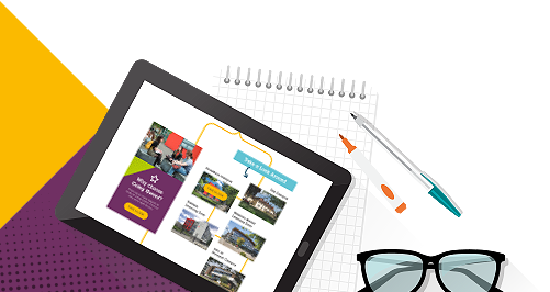 virtual-open-event-switch Tablet, notepad, pens and glasses