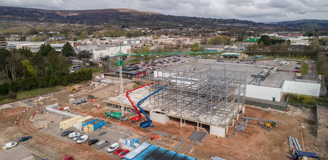 Torfaen Learning Zone building site with cranes