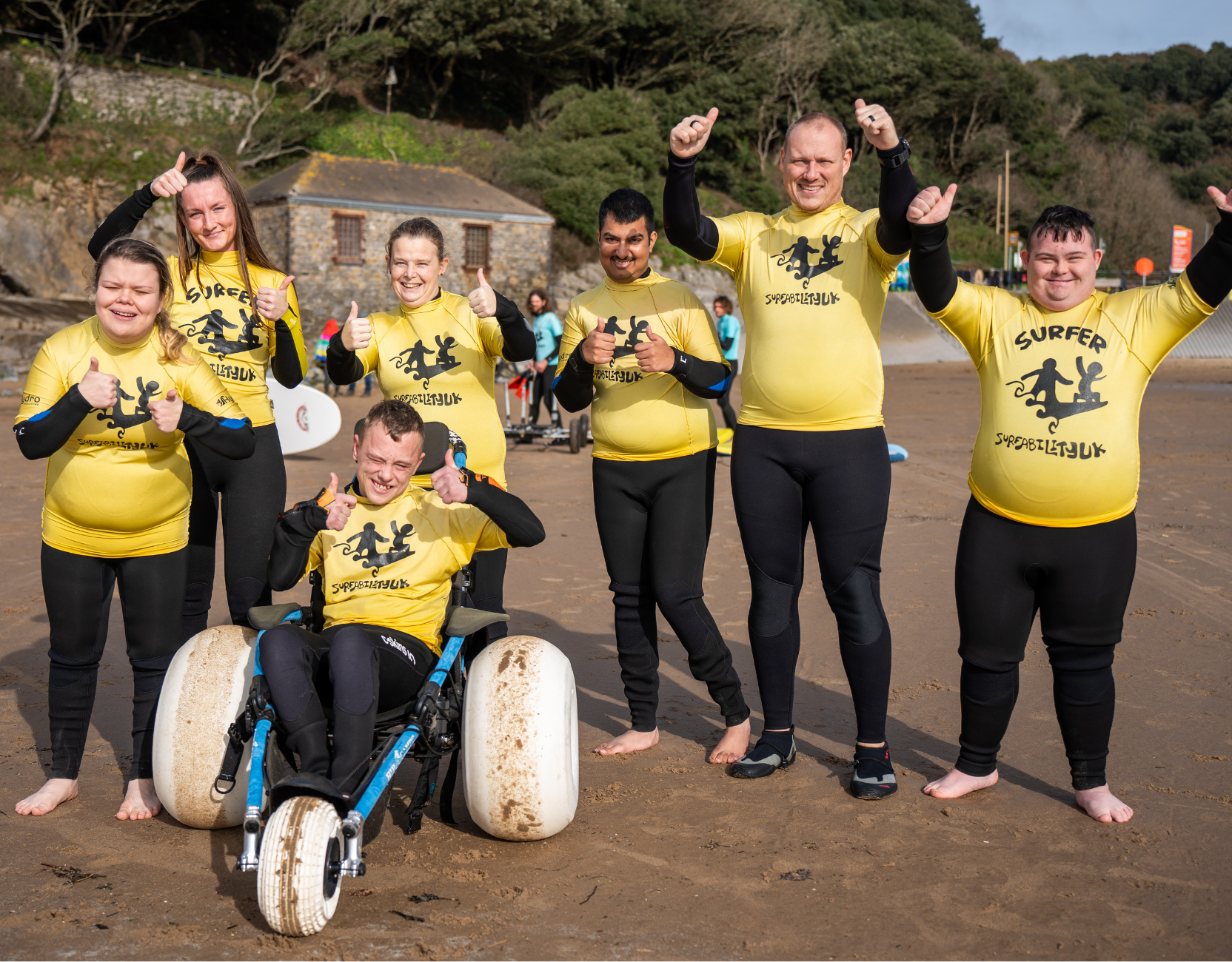 Learners and tutors on the beach