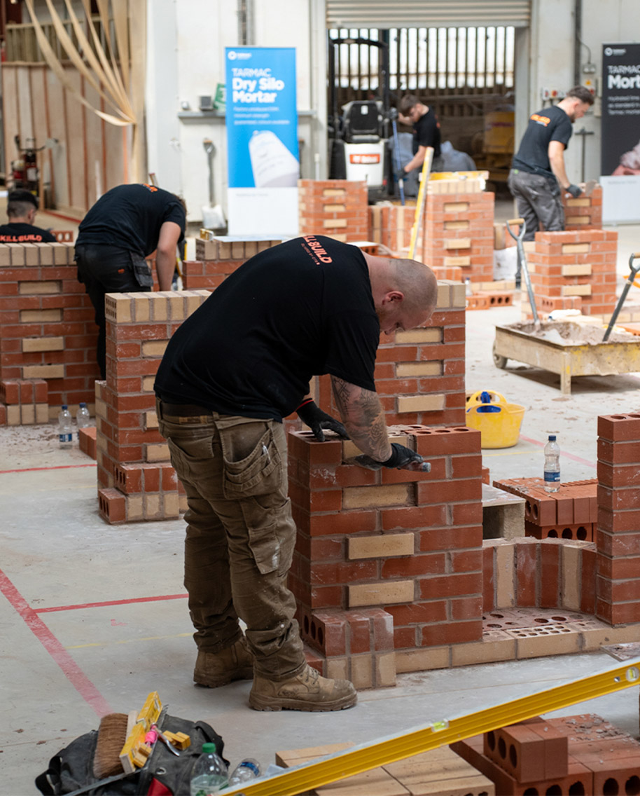 Bricklaying student in construction centre