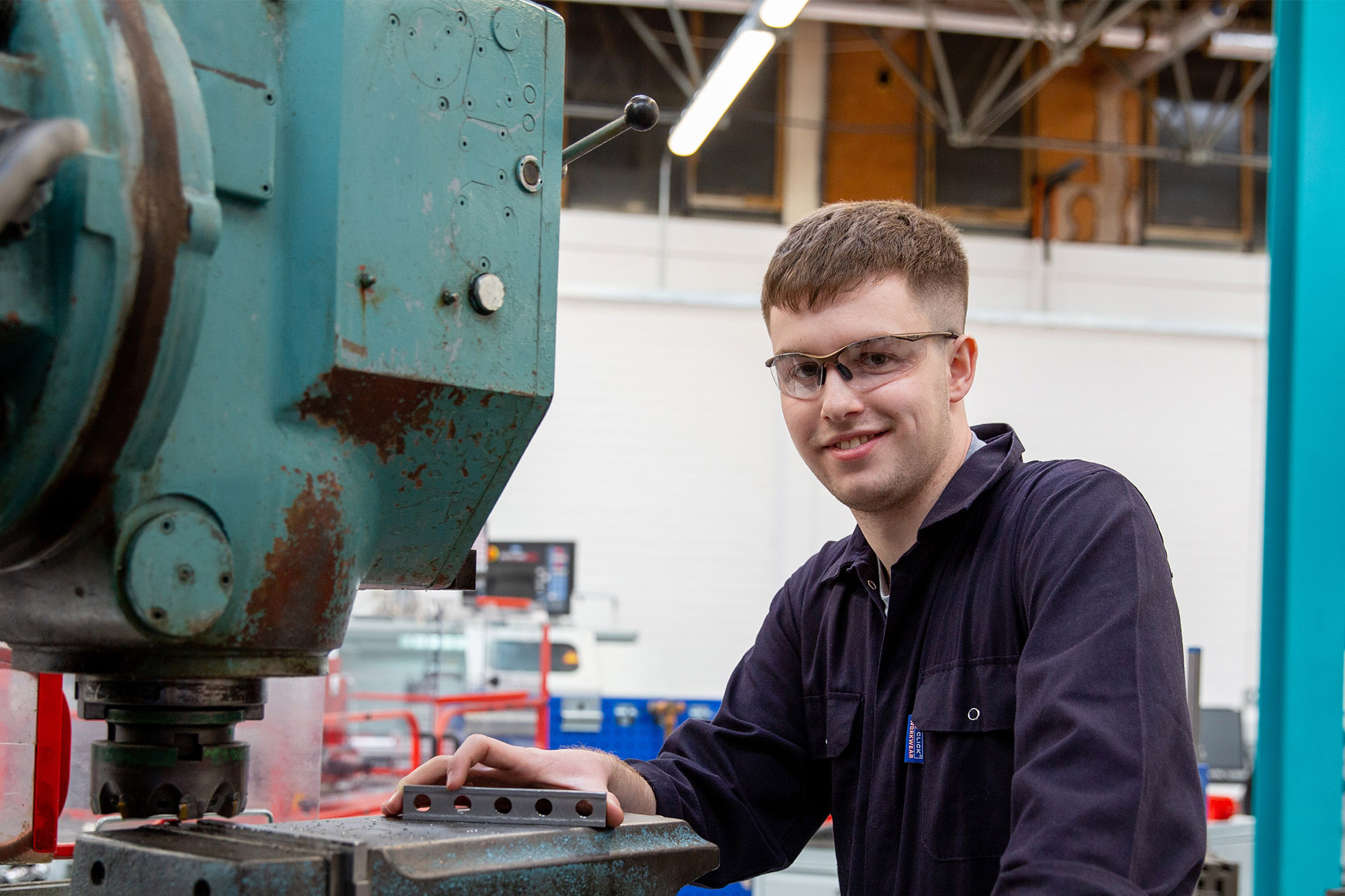 Engineer using machinery