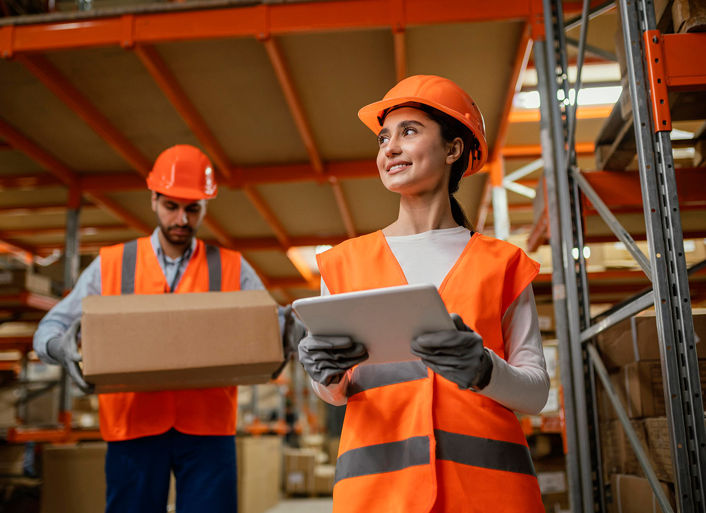 Worker wearing a hard hat