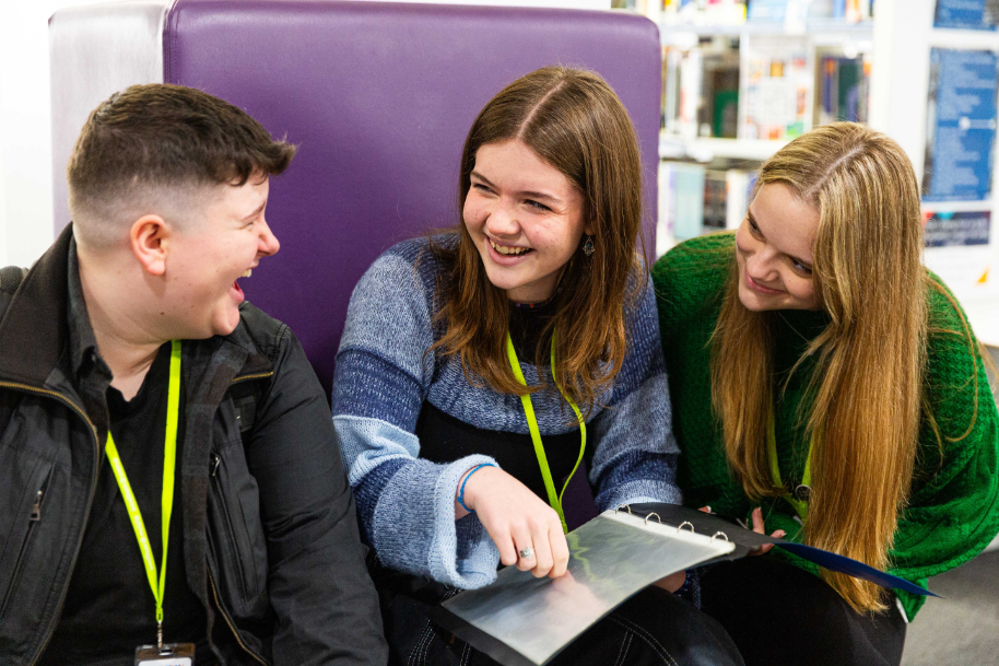 Students in Crosskeys library