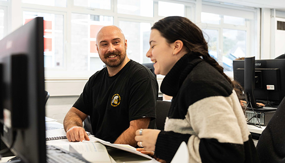 Students talking to each other