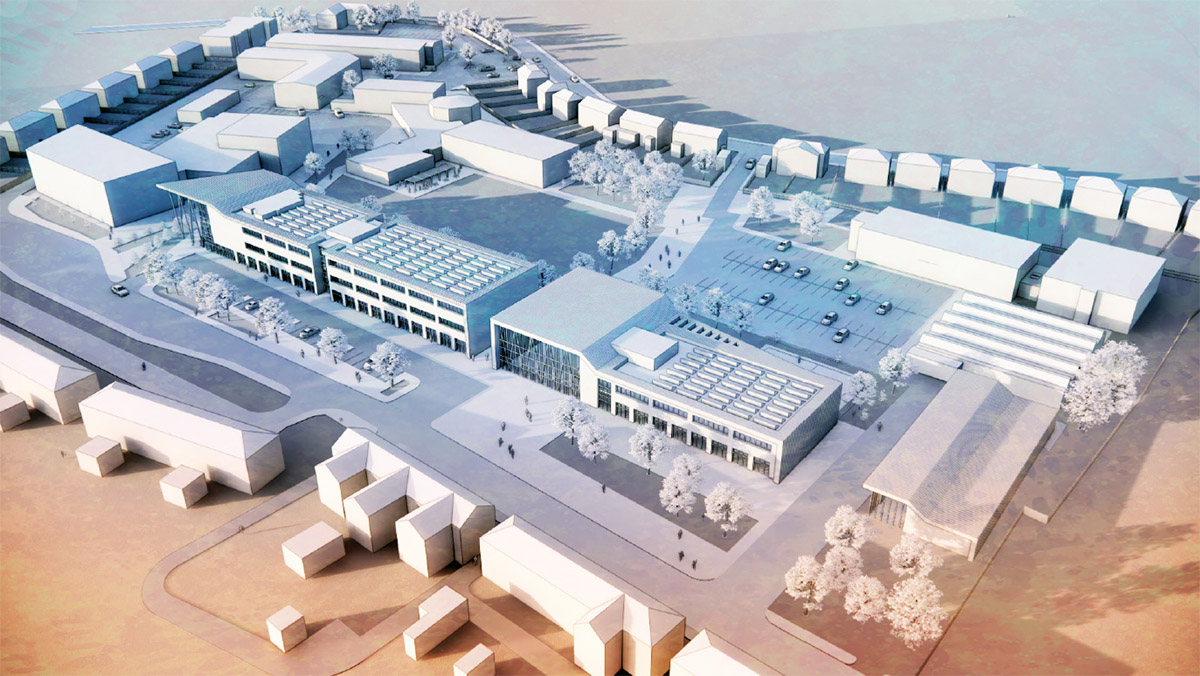 Aerial impression of new Crosskeys campus