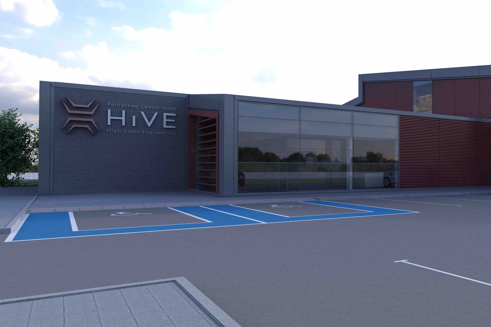 HiVE architect's impression of building and car parking