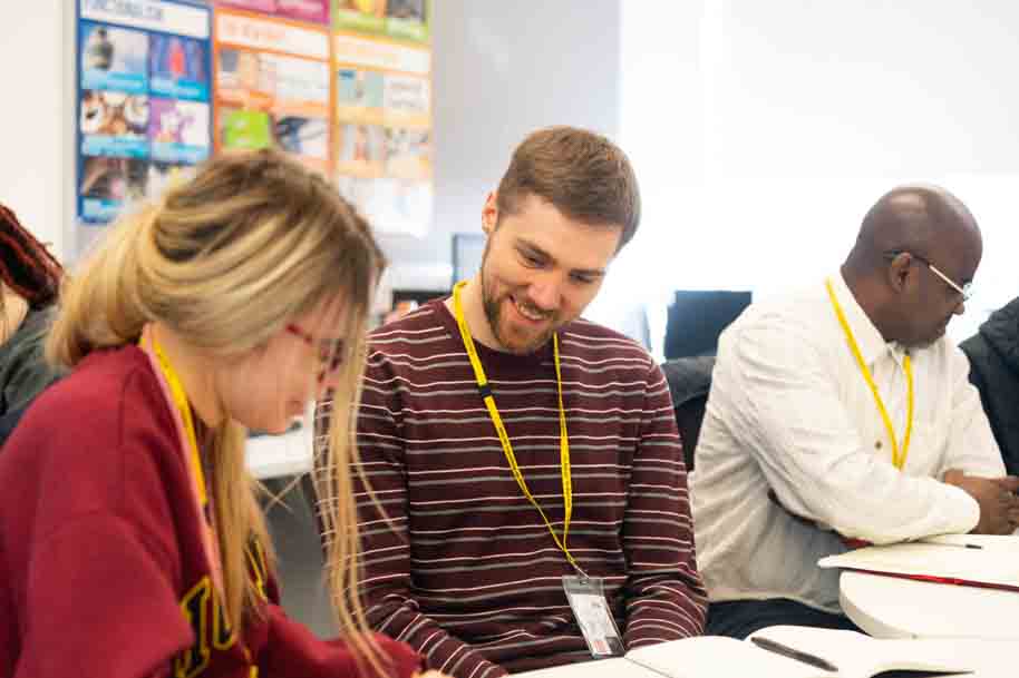 Students in classroom working together