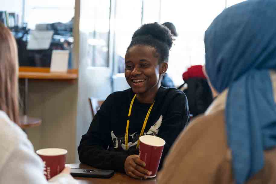 Student enjoying Costa Coffee