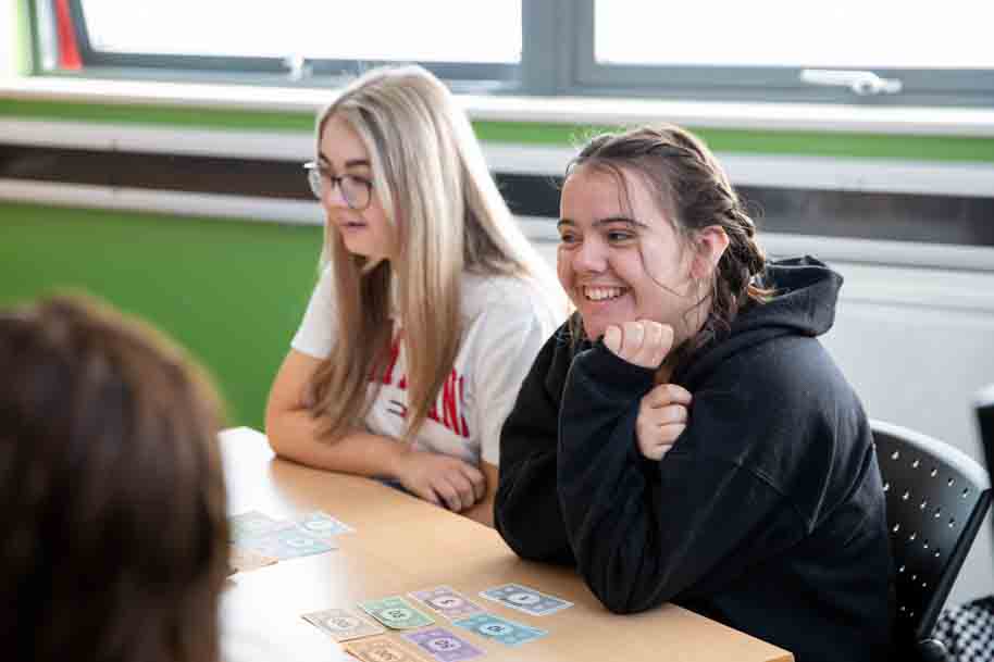 Female students laughing