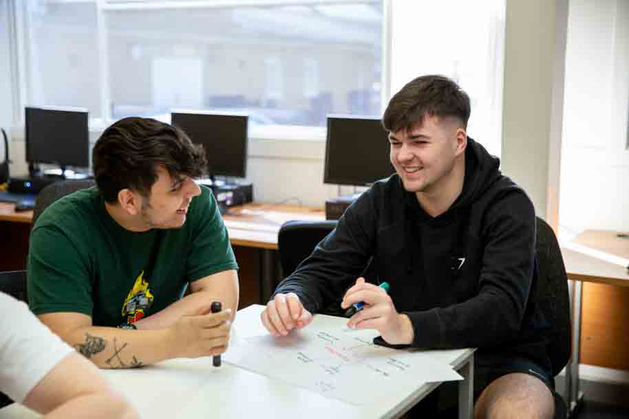 Business and Accounting students working together in classroom