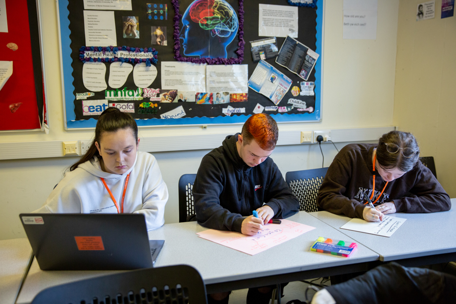 Working in classroom