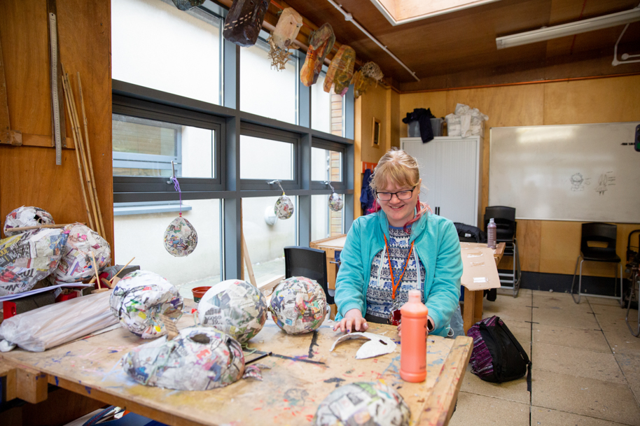 Working in classroom