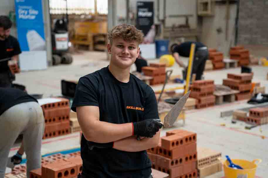 Bricklaying student