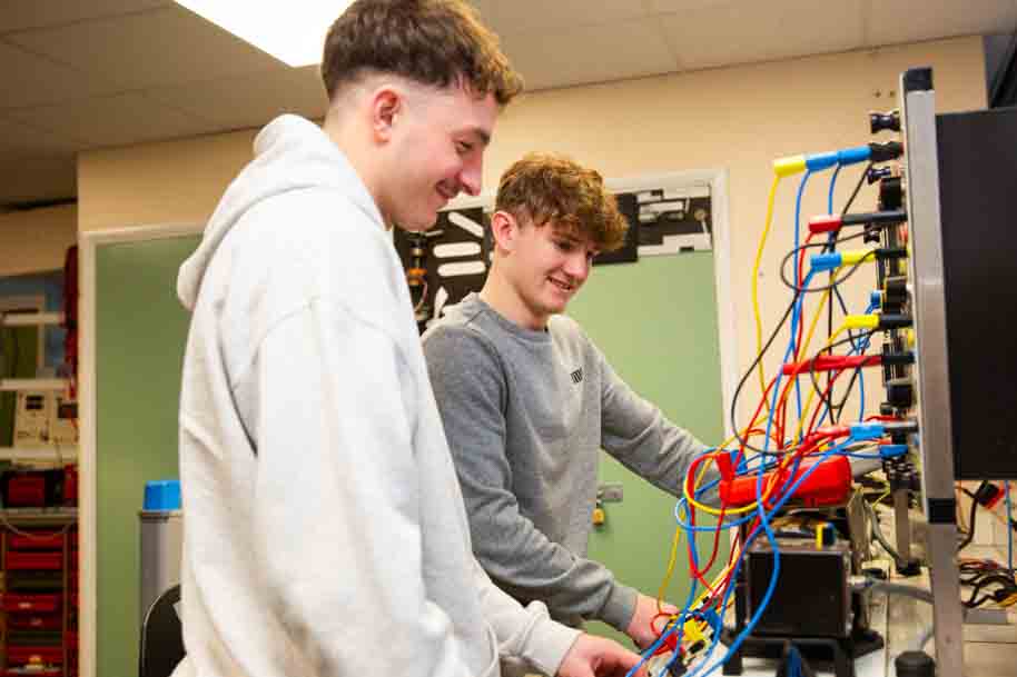 Two Electrical Engineering students working
