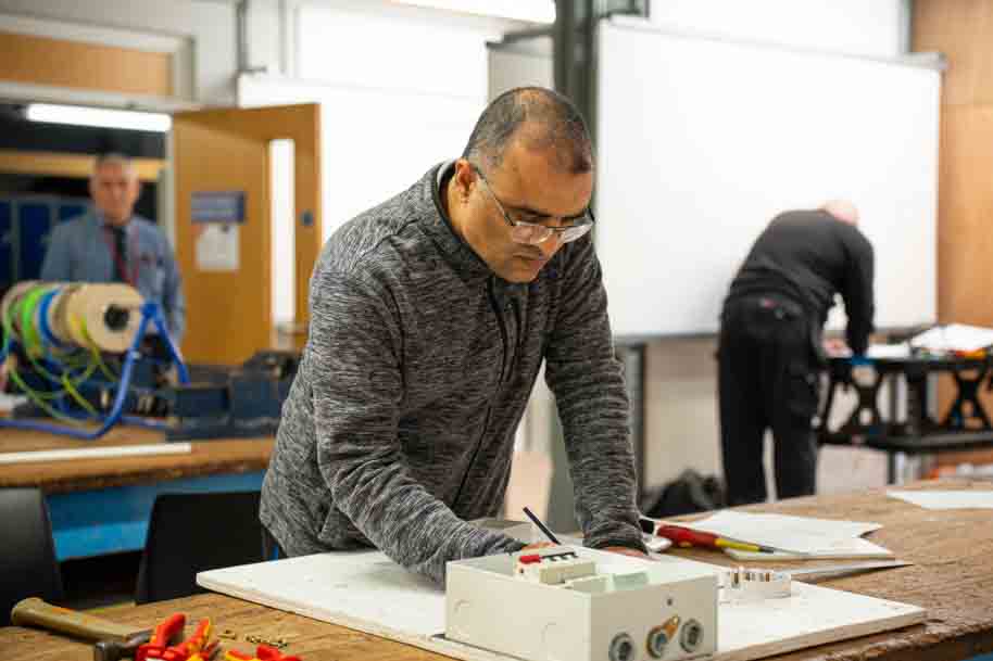 Electrical student working