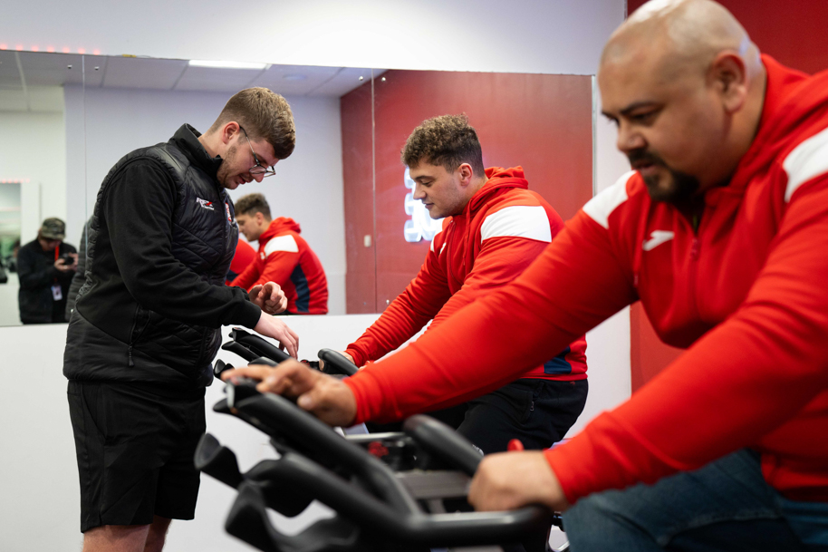 Personal trainer students at gym