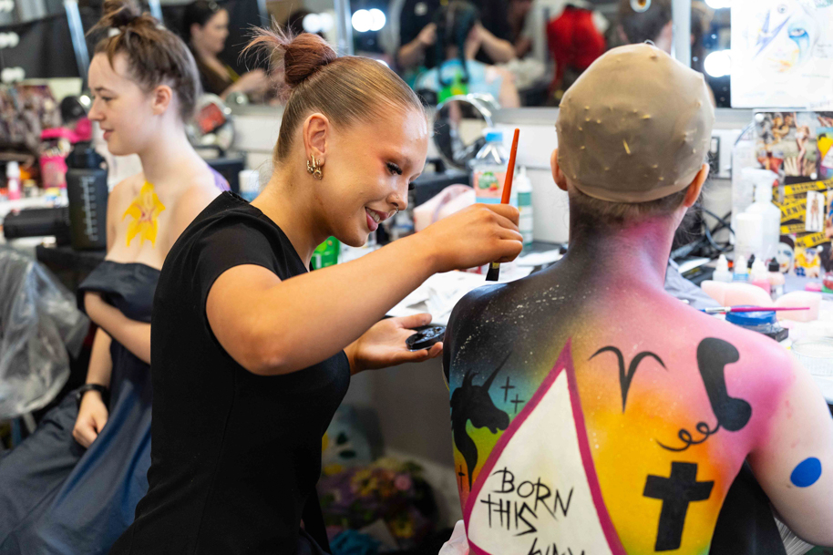 Make-up student working