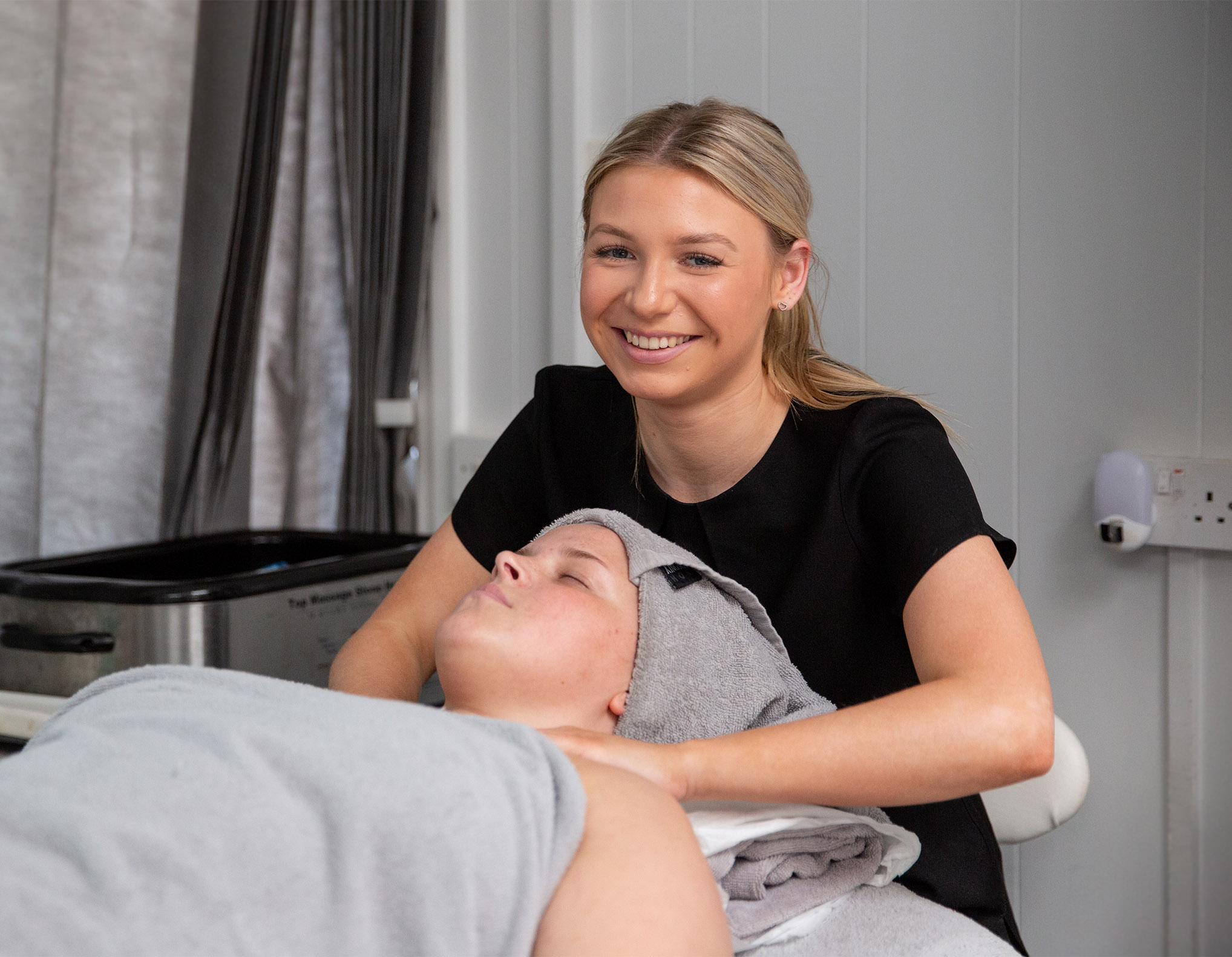 Student performing massage