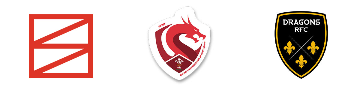 Coleg Gwent, WRU Partnerships in Education and Dragons logos