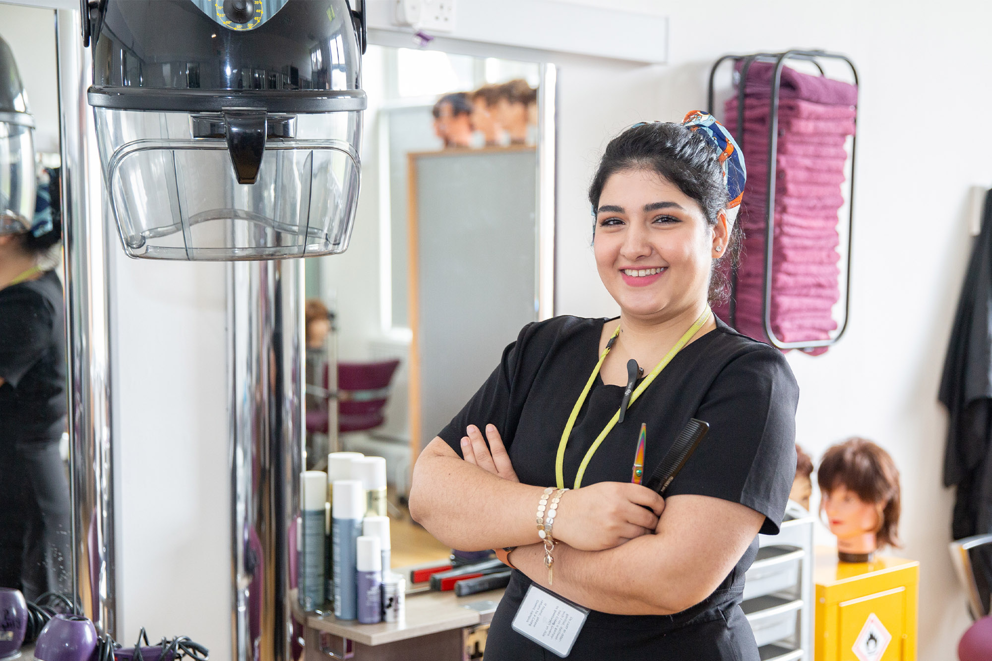 Hairdressing student in the salon
