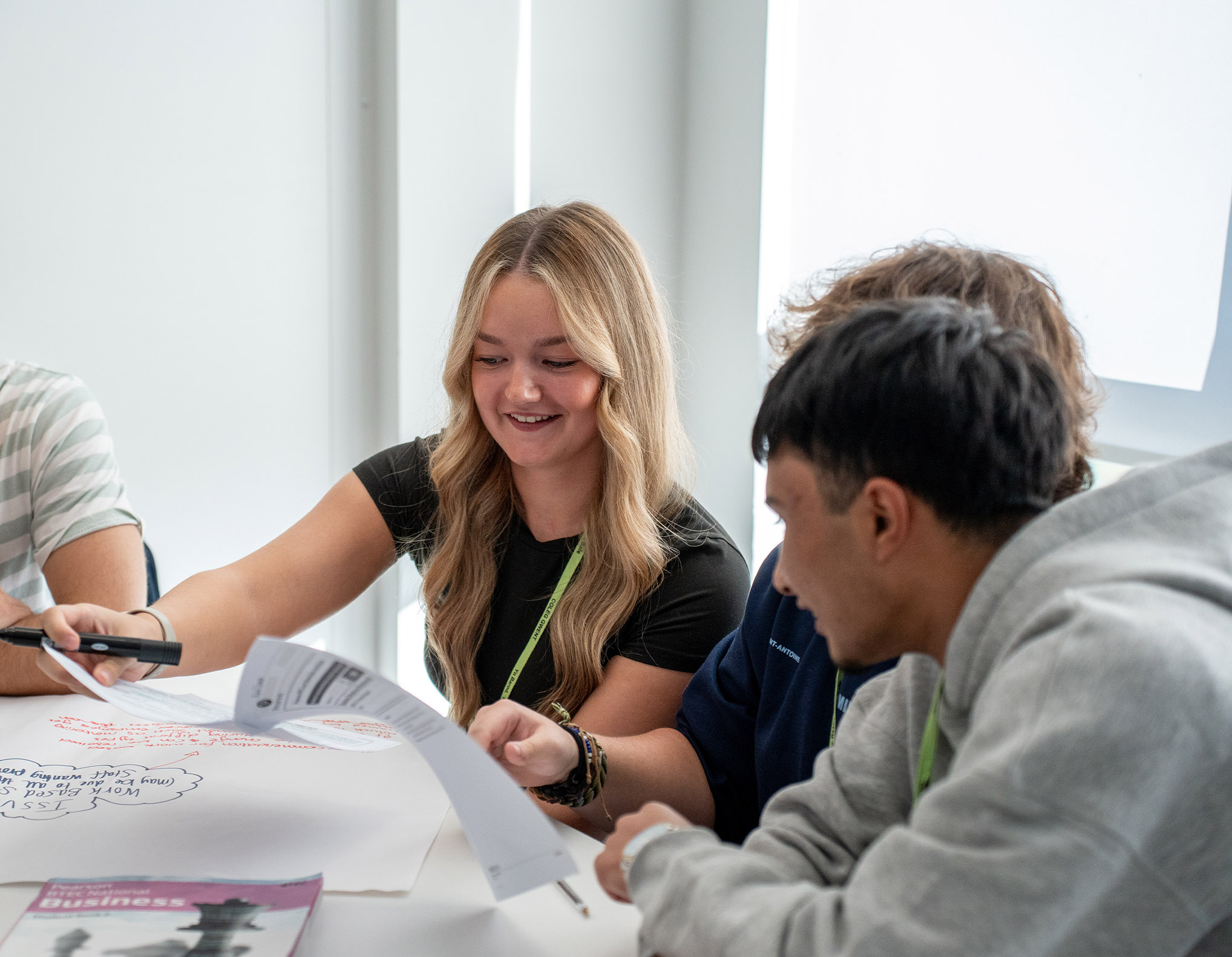 Students making notes in classroom