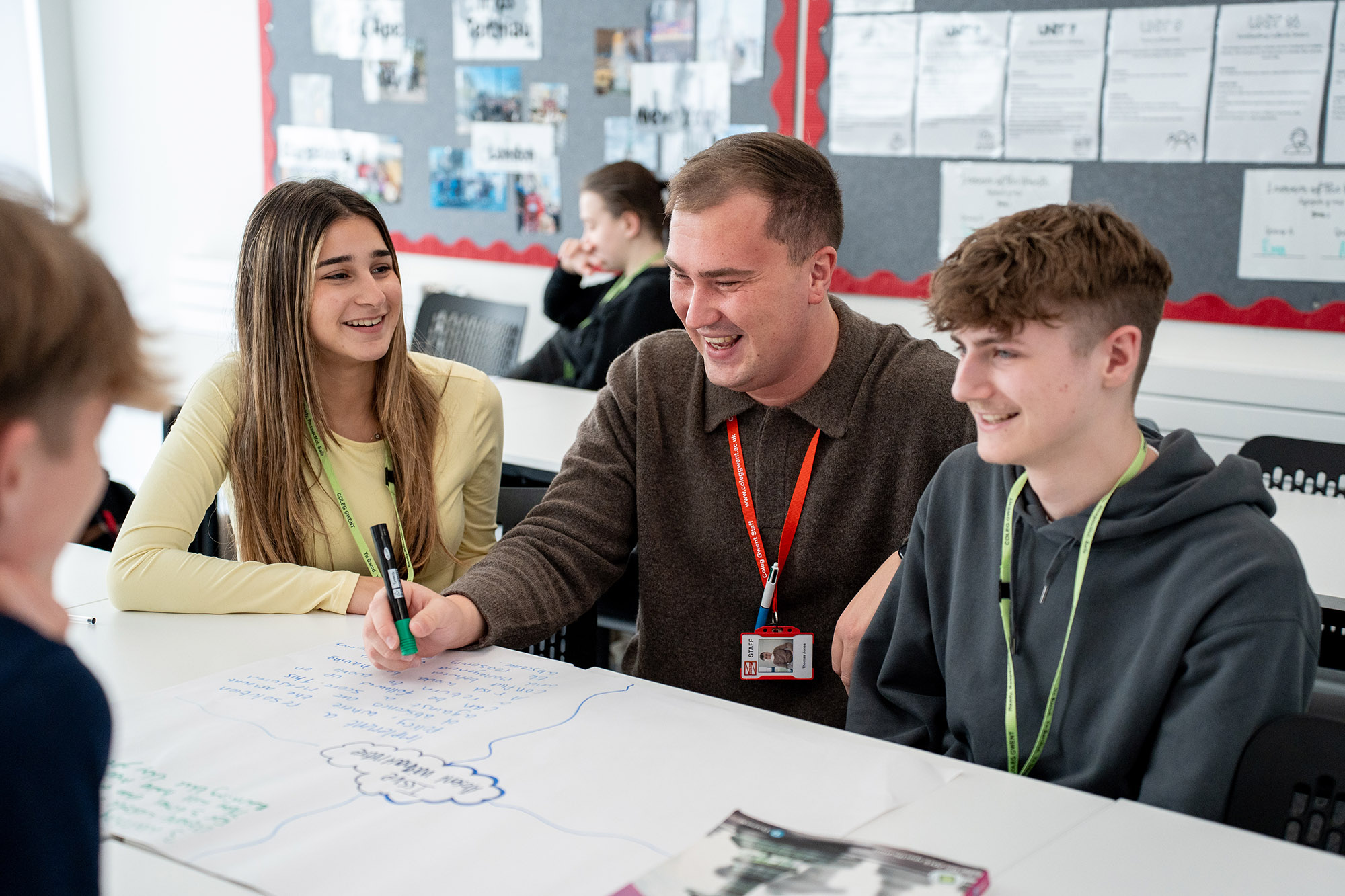 Tutor with students in the classroom